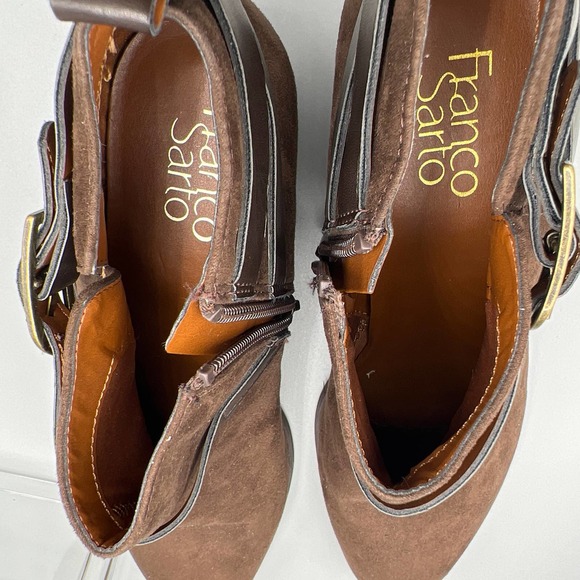 Franco Sarto Bootie Women's Giada Brown Vegan Suede Side Zip Chunky Heel Sz 7.5M - Picture 8 of 11